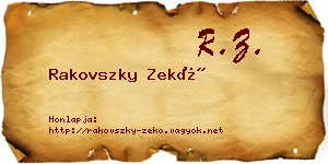 Rakovszky Zekő névjegykártya
